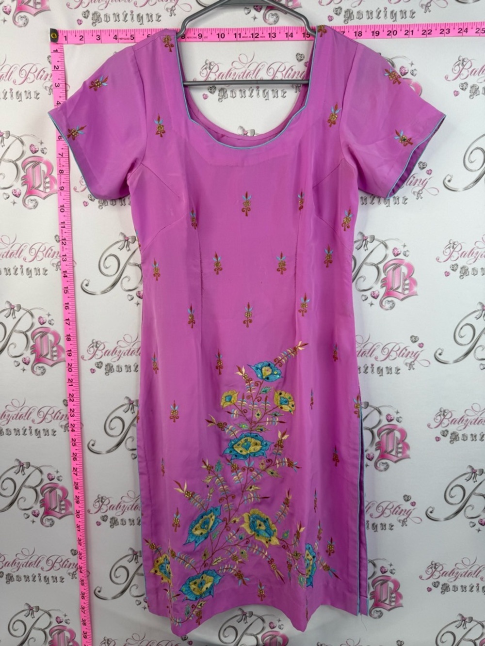 Dress purple Pink Floral Embroidered Dress flowers